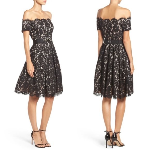 Eliza J Dresses & Skirts - Eliza J Navy Embellished Lace Fit & Flare Dress NWT